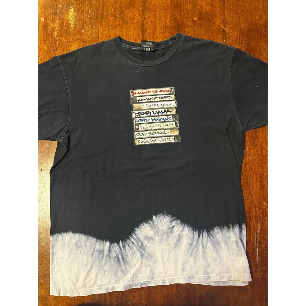 Cross Colours Tupac Shakur Cassette Tape Graphic Dip Dye T-Shirt Mens LRG Black